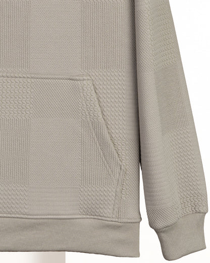 Grey Patterned Knit cotton Hoodie