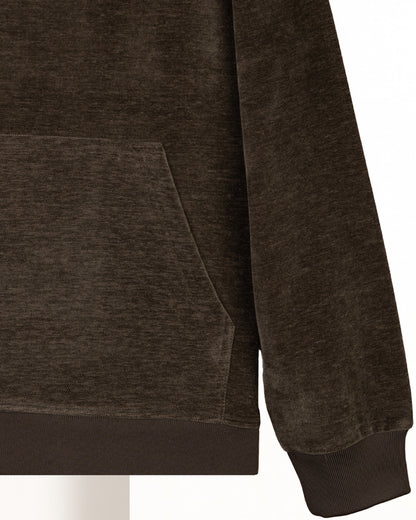 Brown Printed Velvet Hoodie