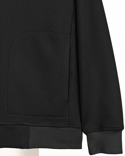 Black Modern Full-Zipper Plain Cotton Hoodie