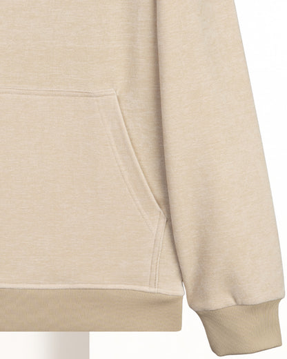 Light-Beige Printed Velvet Hoodie