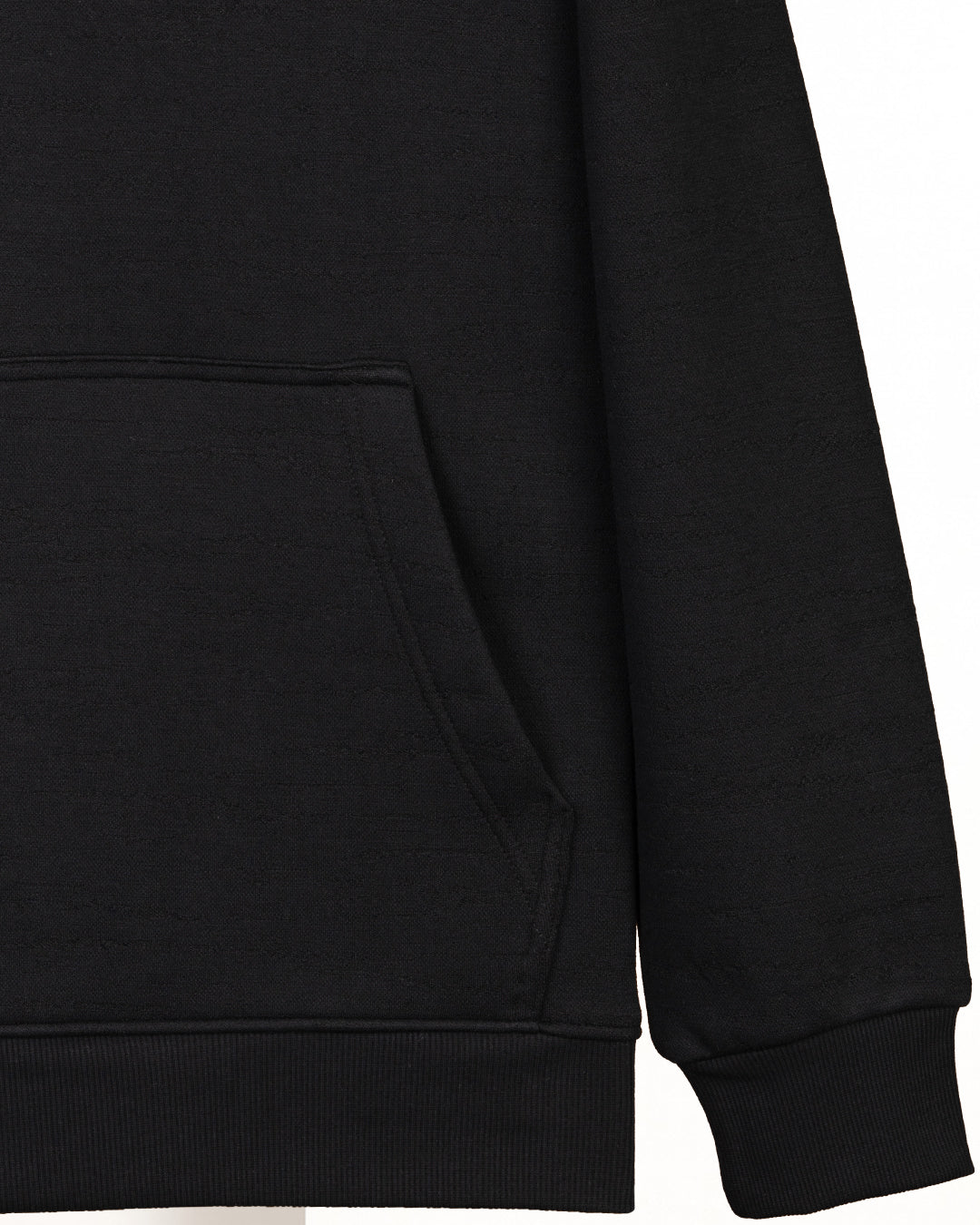 Black Knitted Cotton Hoodie