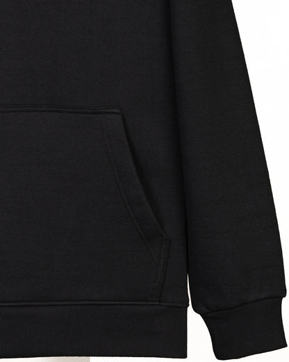 Black Knitted Cotton Hoodie