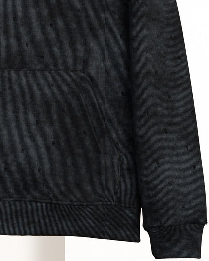 Black Acid Wash Cotton Hoodie