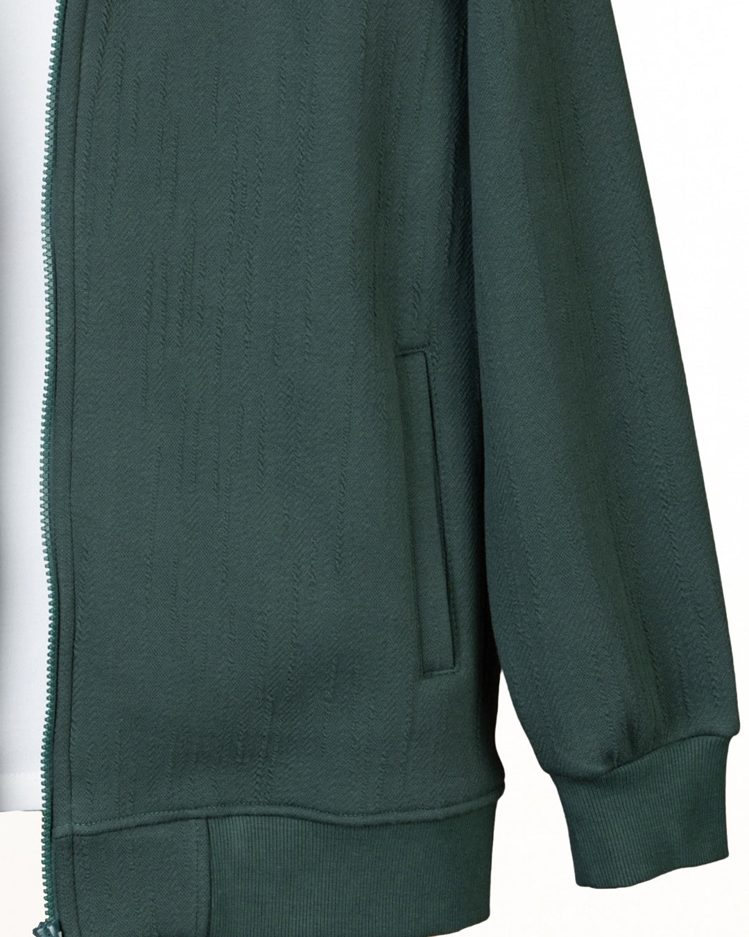 Green Full-Zipper Cotton Hoodie