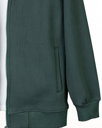 Green Full-Zipper Cotton Hoodie