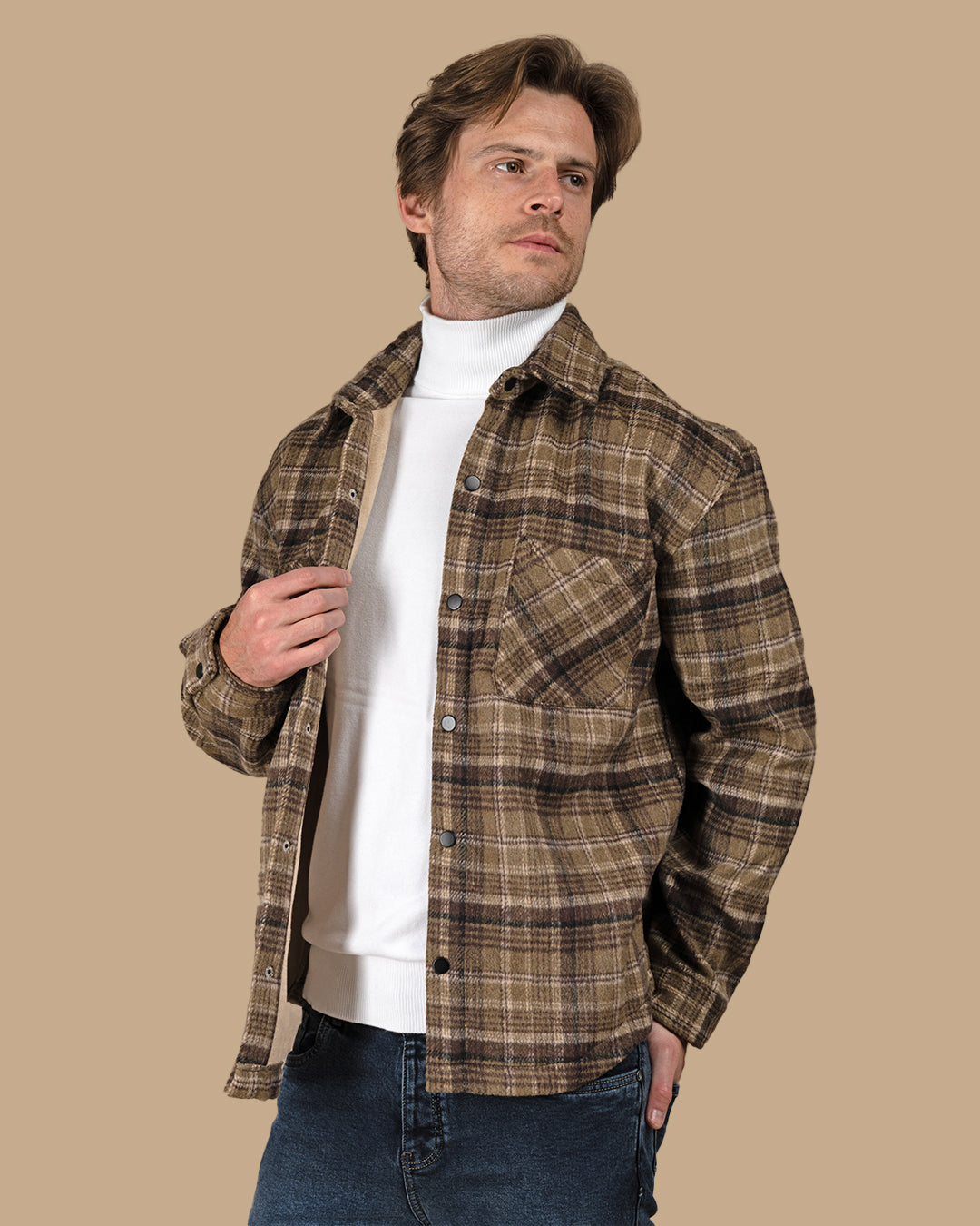 Camel Flannel checkered winter shirt
