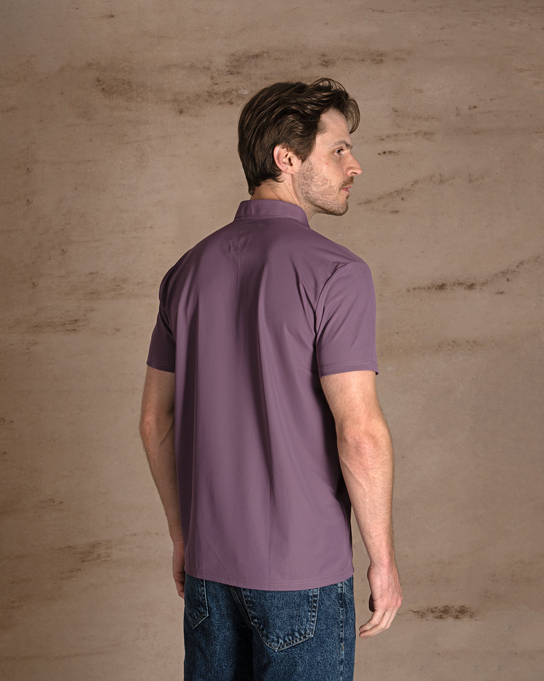 Mauve Cotton Polo Shirt Short sleeves