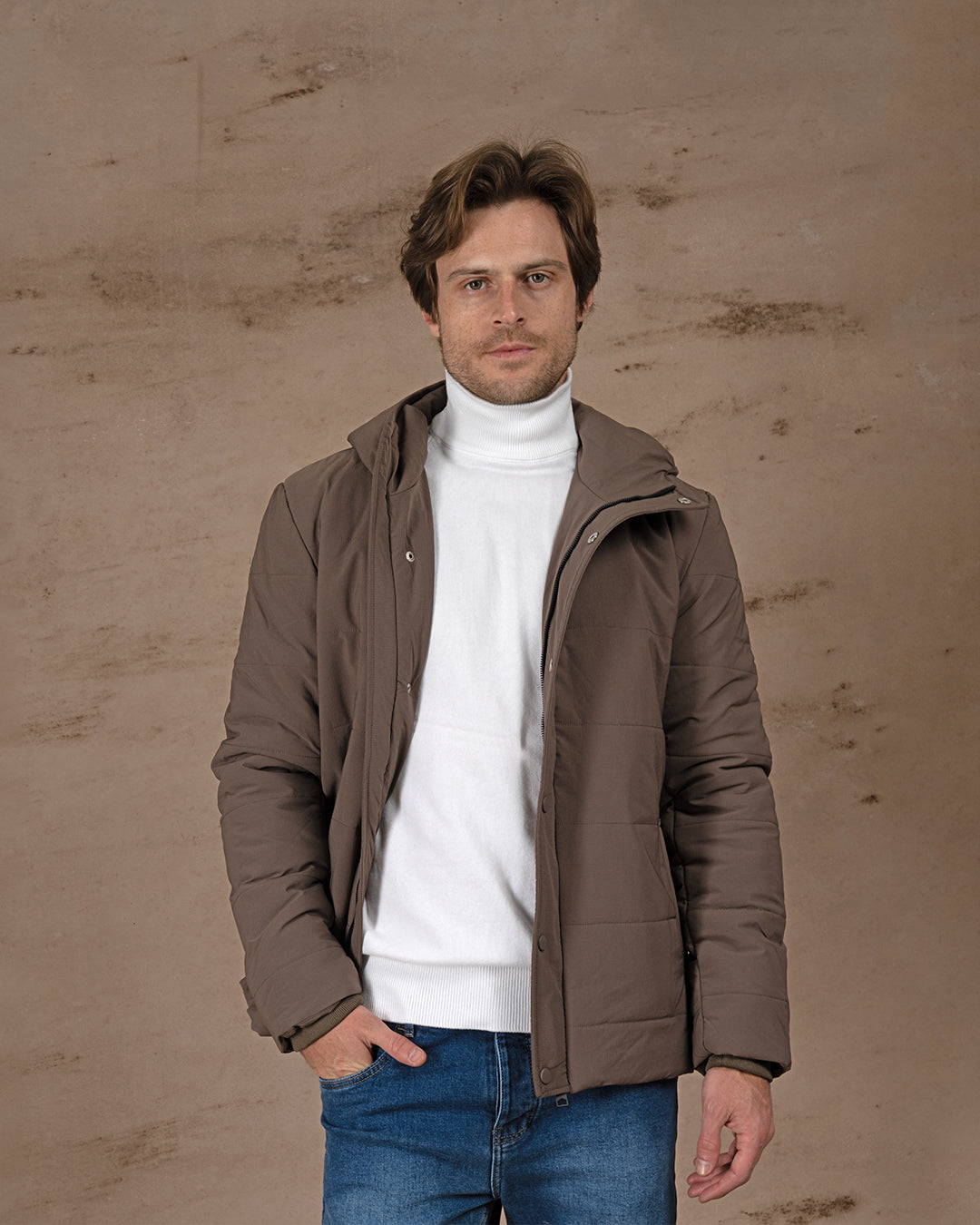 Dark Brown Regular fit waterproof jacket