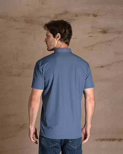 Indigo Cotton Polo Shirt Short sleeves