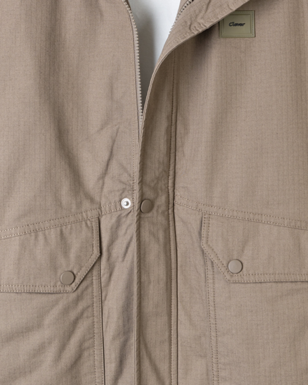 Caffee Gabardine Hooded Jacket with Pockets