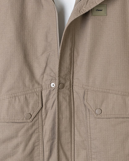 Caffee Gabardine Hooded Jacket with Pockets