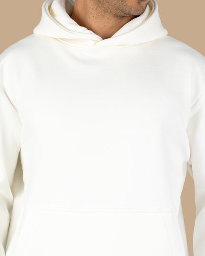 White Knitted Cotton Hoodie