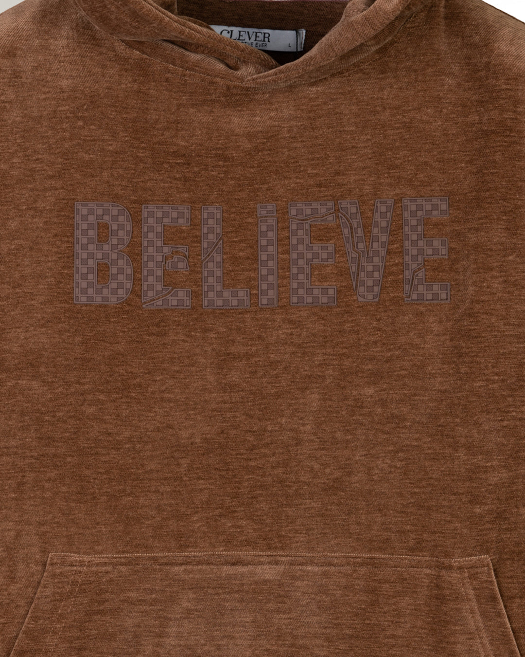 Camel Printed Velvet Hoodie