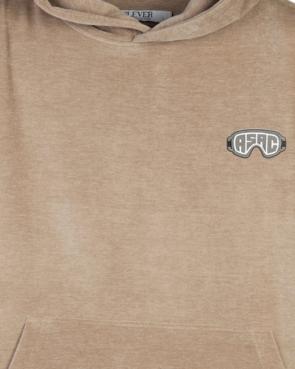 Beige Plain Velvet Hoodie