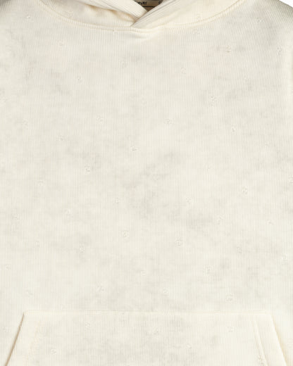 Beige Acid Wash Cotton Hoodie