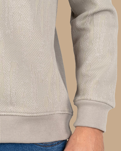 Grey Round-Neck Printed Cotton Hoodie