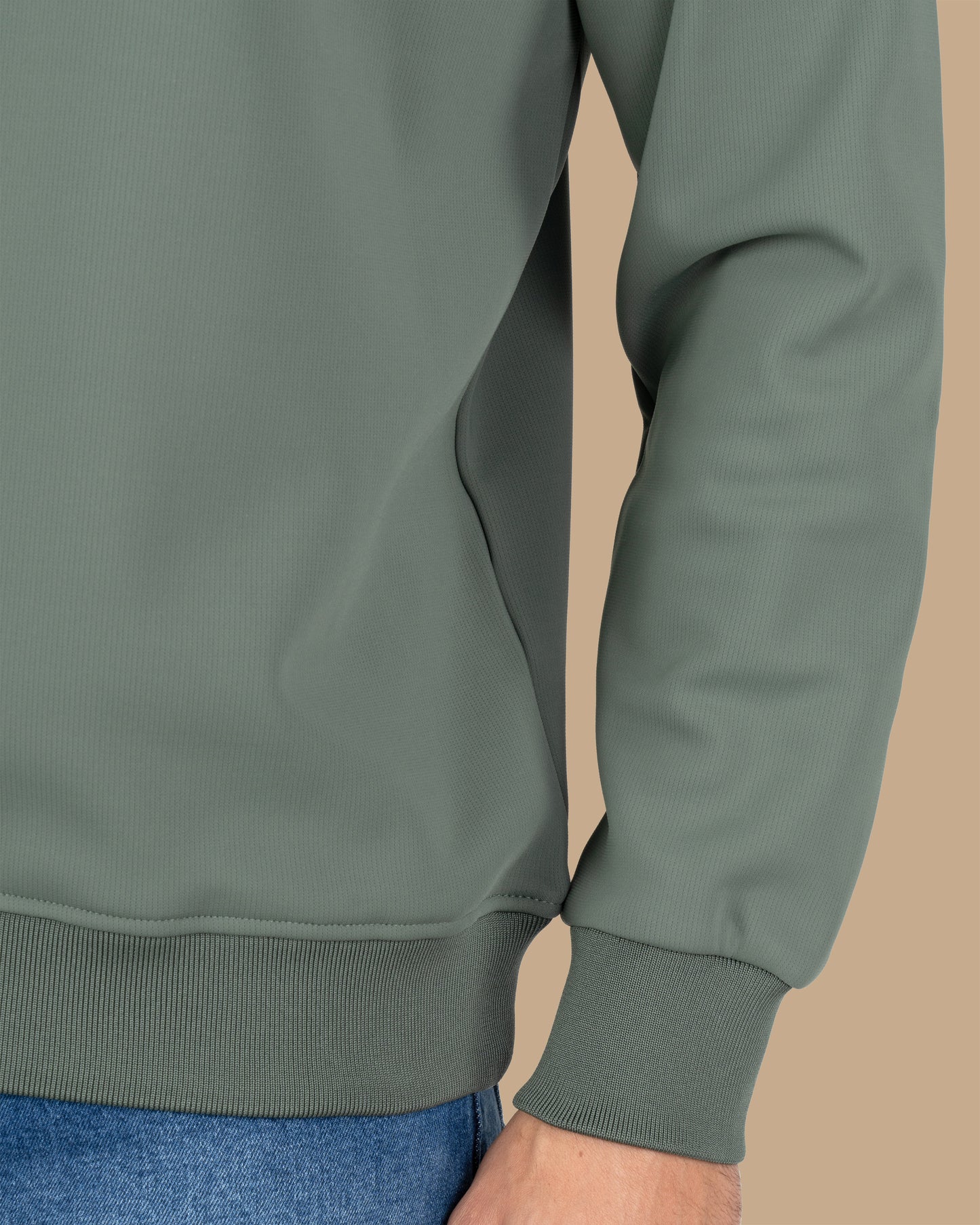 Green Round-Neck Printed Cotton Hoodie