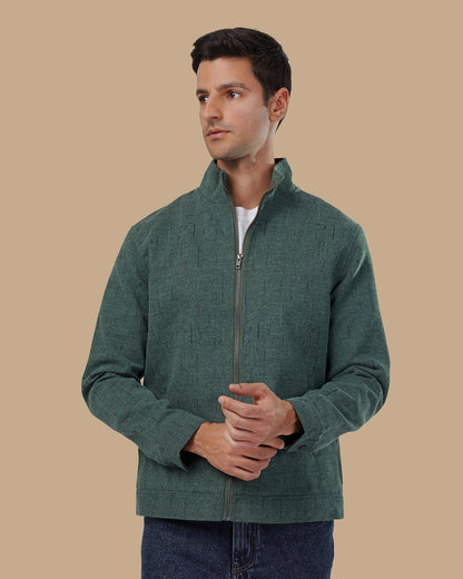 Green Textured Woven Jacket