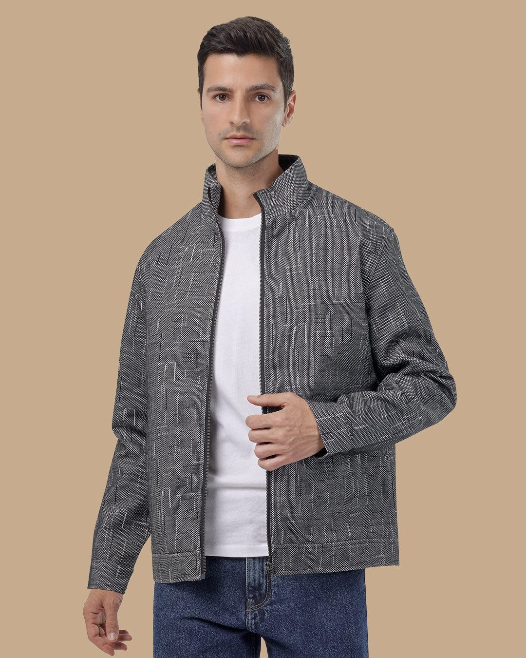 Black Textured Woven Jacket