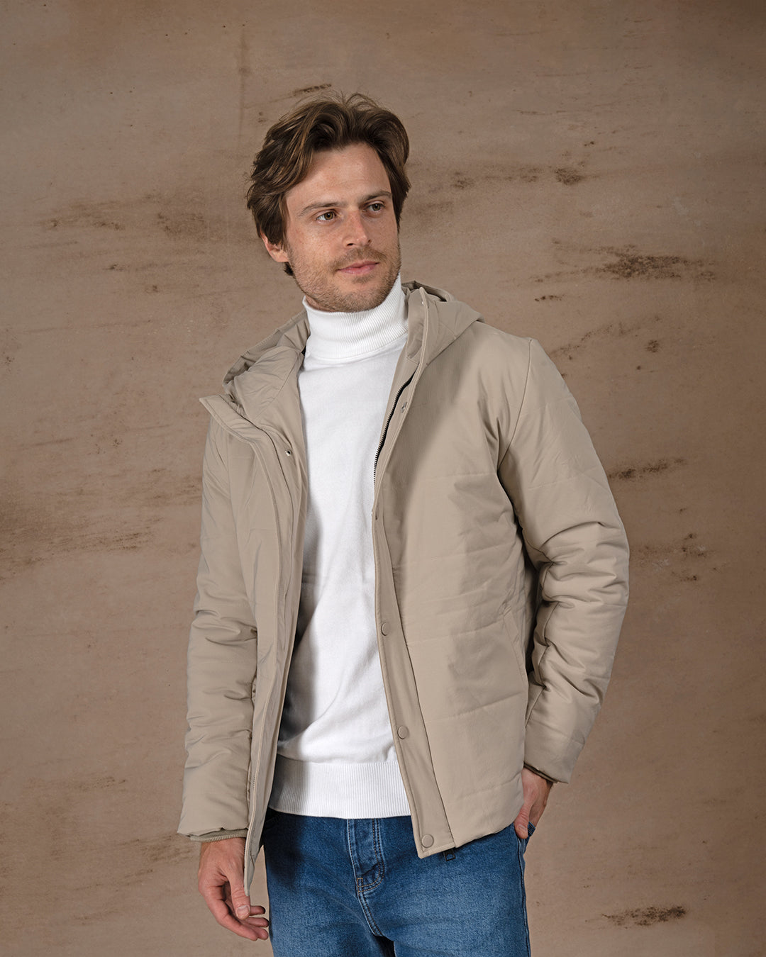 Light Beige Regular fit waterproof jacket