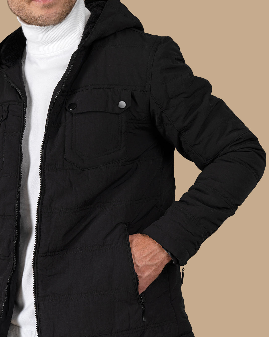 Black Regular fit waterproof jacket