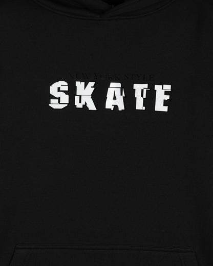 Black Printed Cotton Hoodie