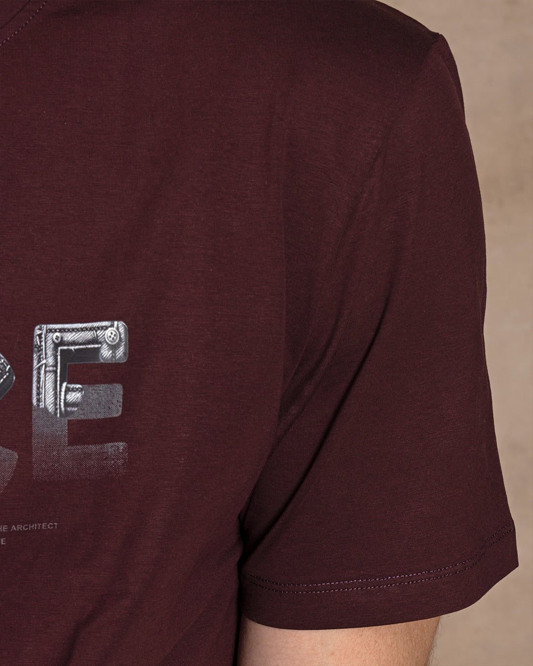 Dark purple printed Cotton T-shirt