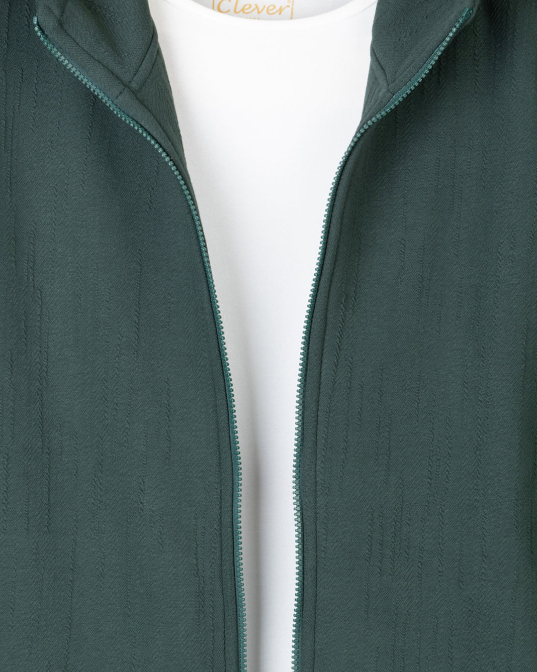 Green Full-Zipper Cotton Hoodie
