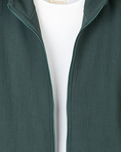 Green Full-Zipper Cotton Hoodie