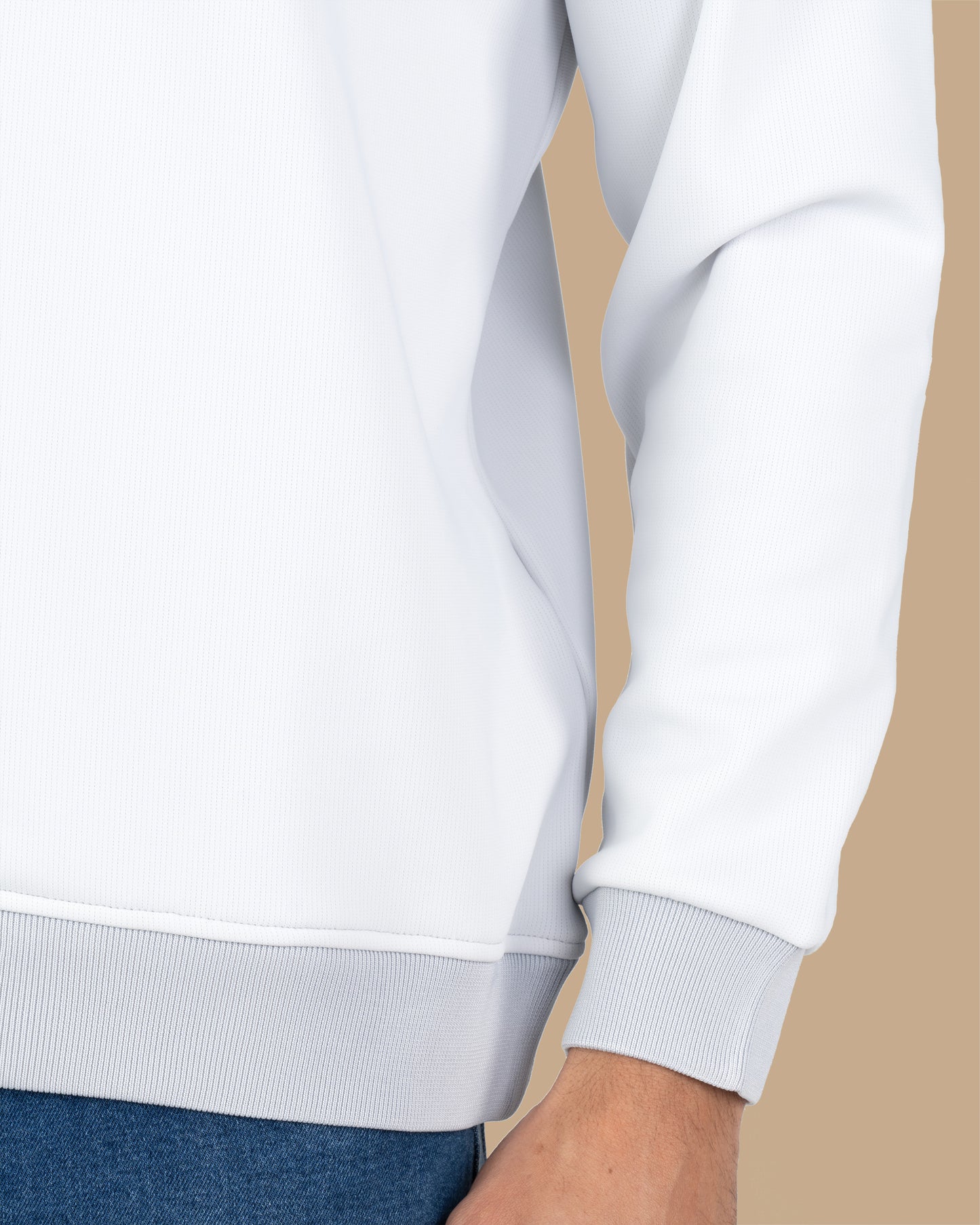 Silver Round-Neck Printed Cotton Hoodie