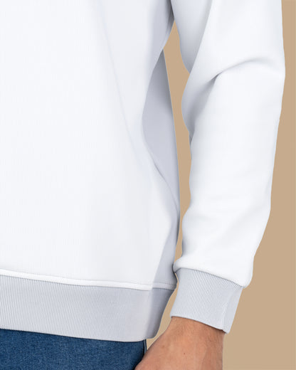 Silver Round-Neck Printed Cotton Hoodie