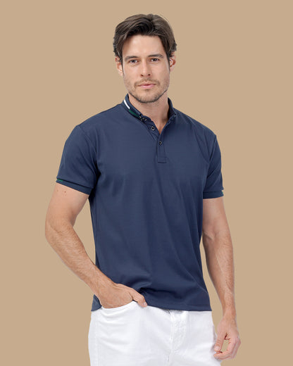 Navy Blue Cotton Polo Shirt