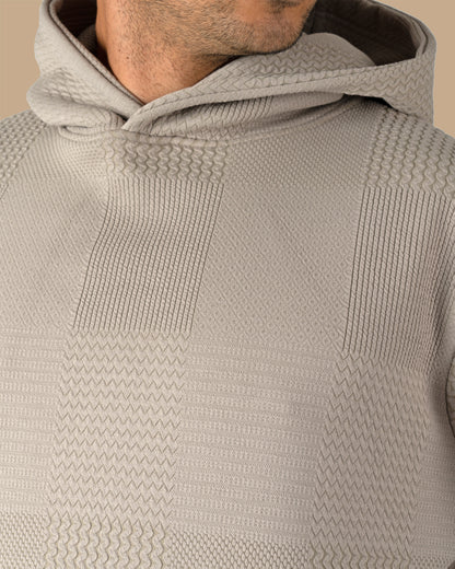 Grey Patterned Knit cotton Hoodie