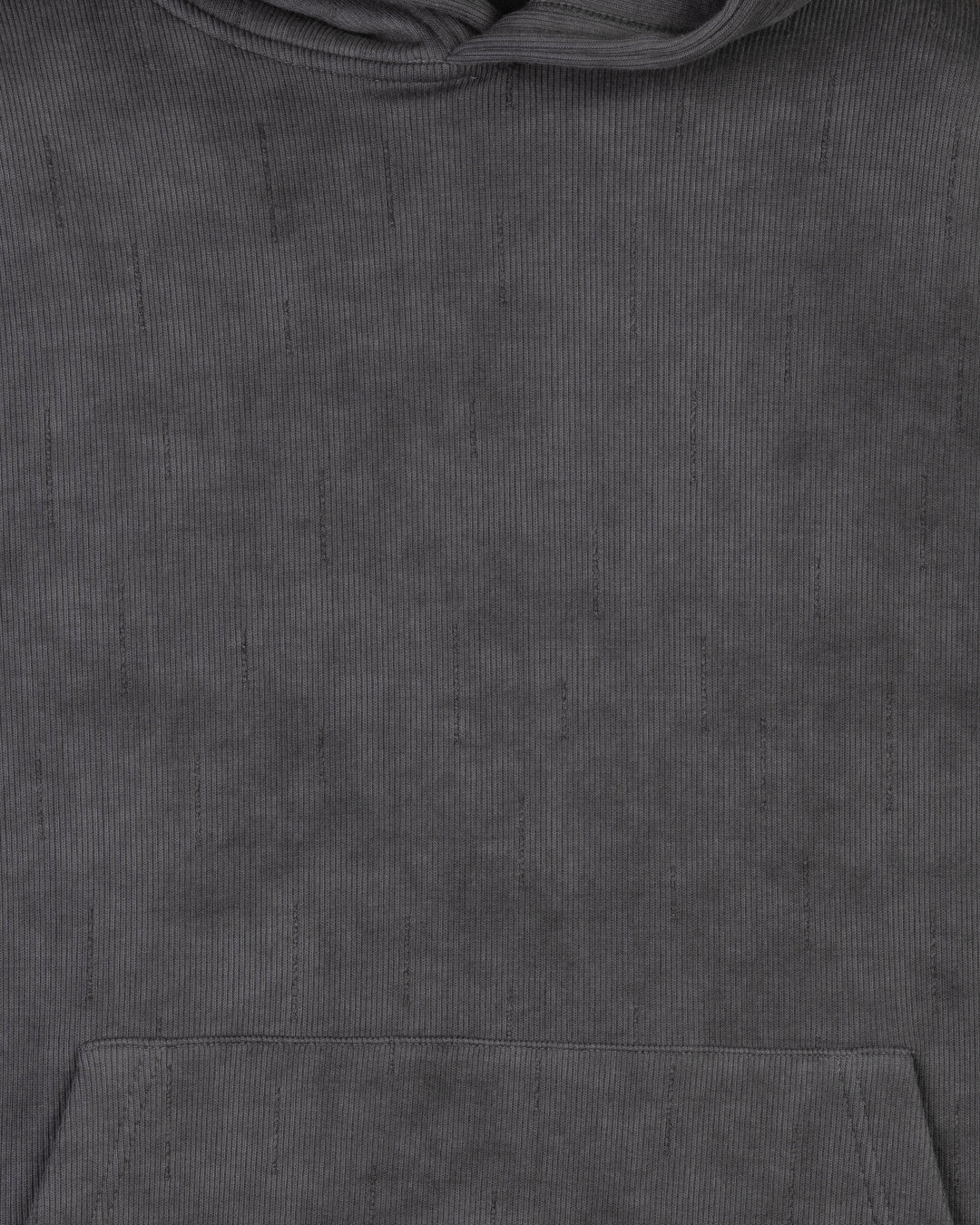 Grey Acid Wash With Defined Seam Lines Cotton Hoodie