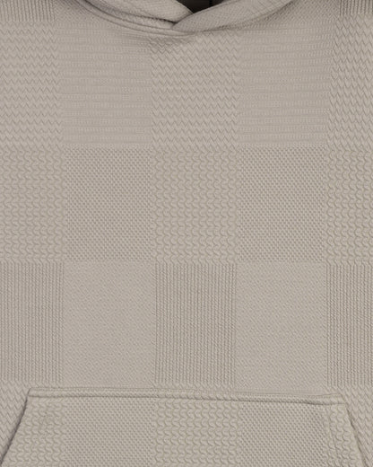 Grey Patterned Knit cotton Hoodie