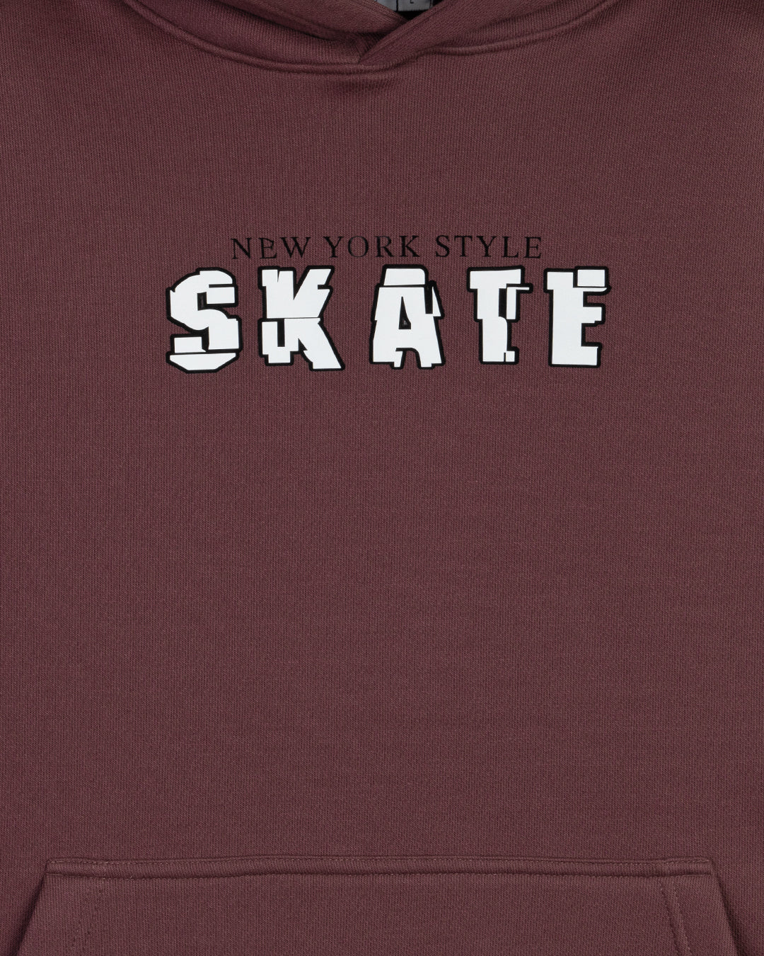 Burgundy Printed Cotton Hoodie