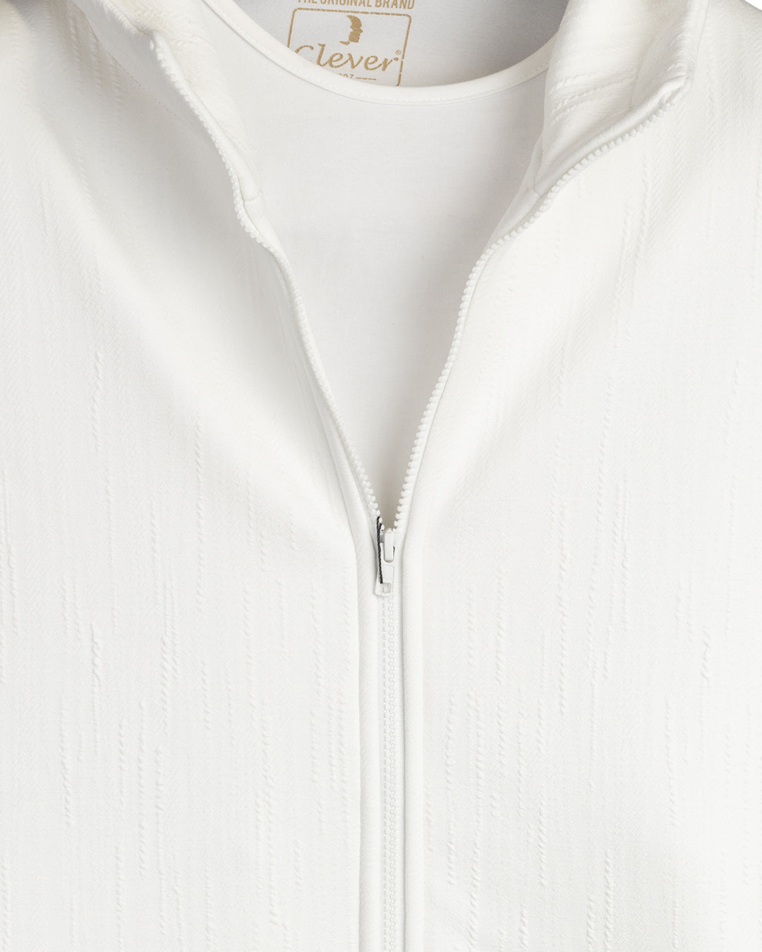 White Full-Zipper Cotton Hoodie