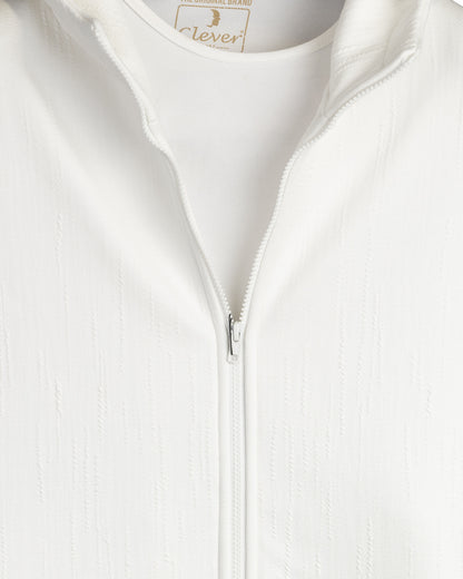 White Full-Zipper Cotton Hoodie