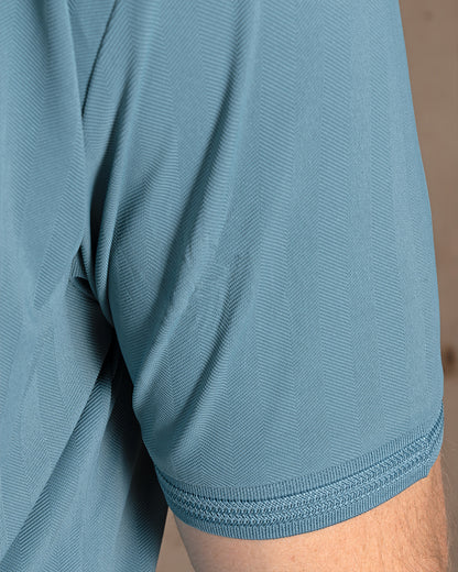 Indigo Cotton Polo Shirt With Button