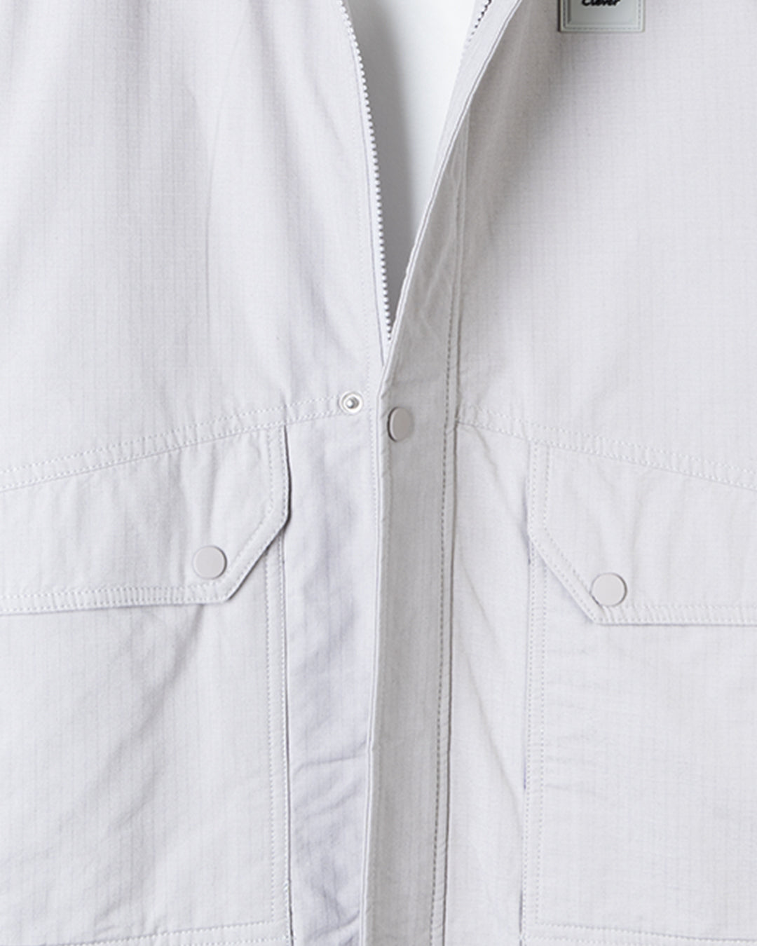 Grey Gabardine Hooded Jacket with Pockets