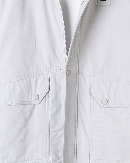 Grey Gabardine Hooded Jacket with Pockets