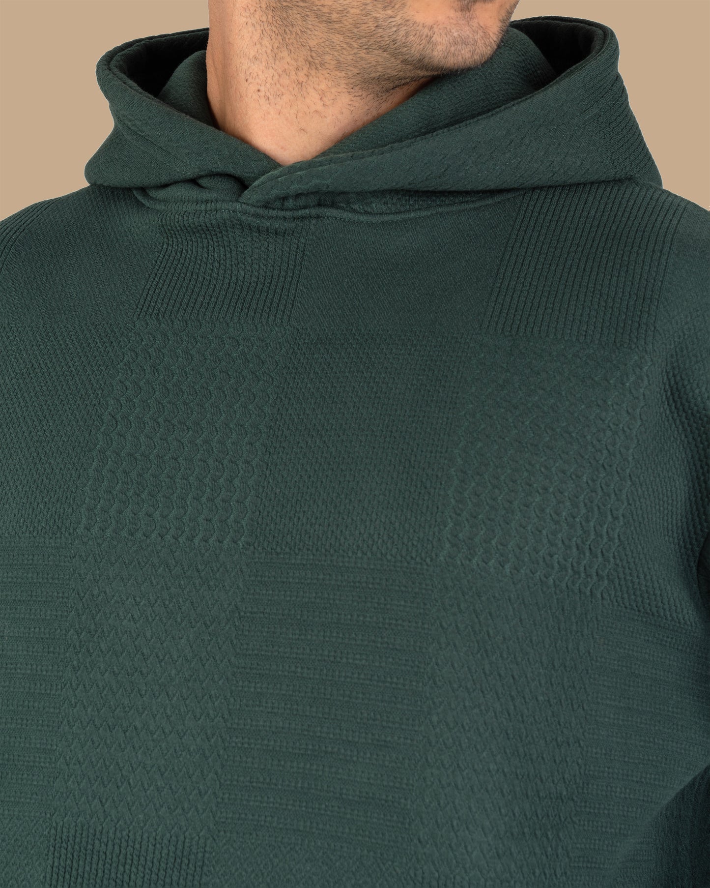 Olive Patterned Knit cotton Hoodie