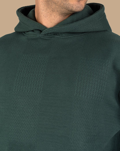 Olive Patterned Knit cotton Hoodie