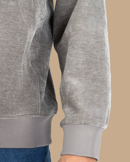 Light-Grey Plain Velvet  Hoodie