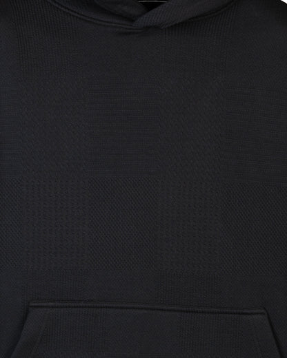 Black Patterned Knit cotton Hoodie