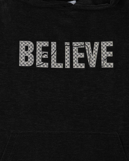 Black Printed Velvet Hoodie