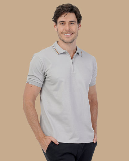 Gray Cotton Polo Shirt