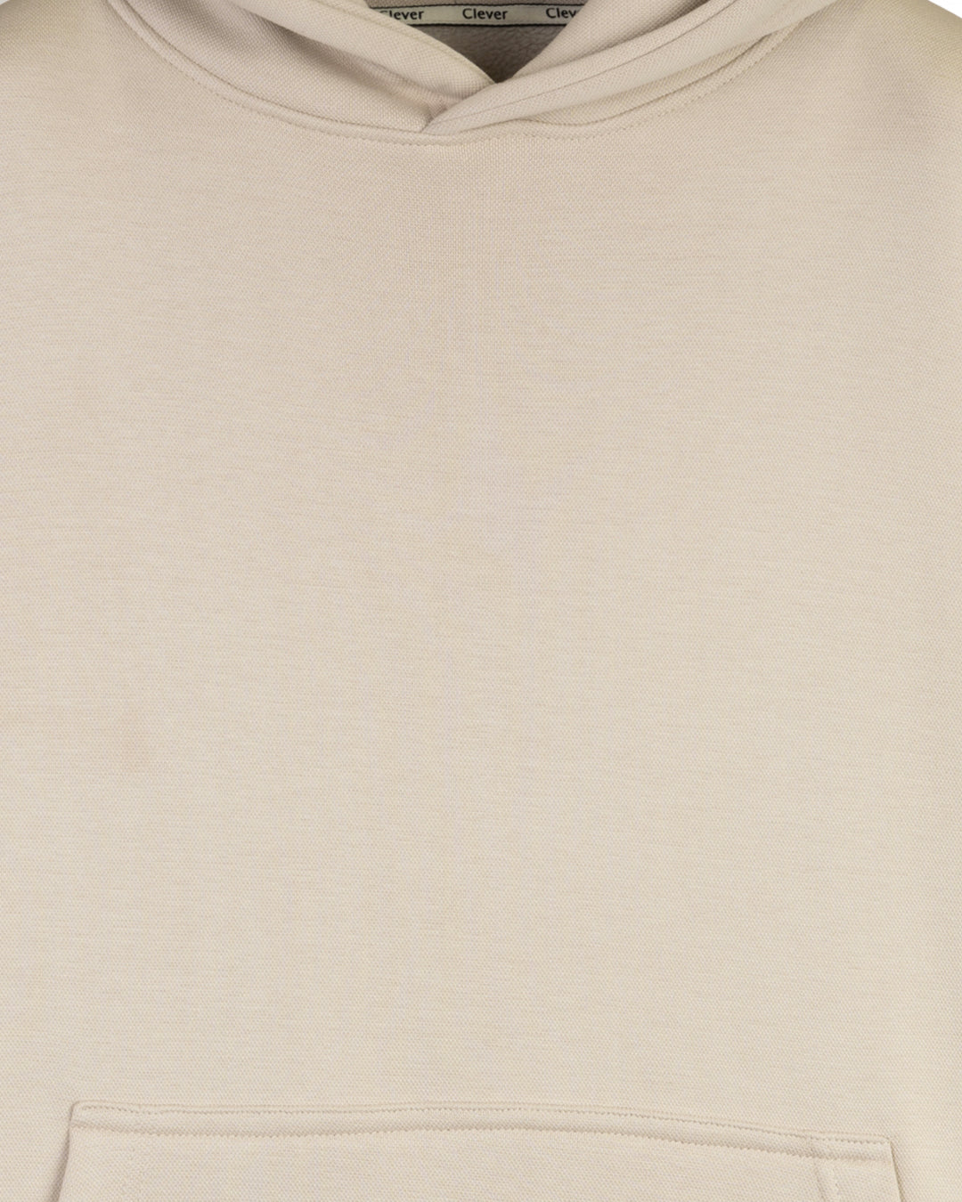 Beige Basic Cotton Hoodie