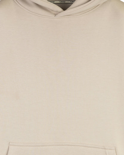 Beige Basic Cotton Hoodie