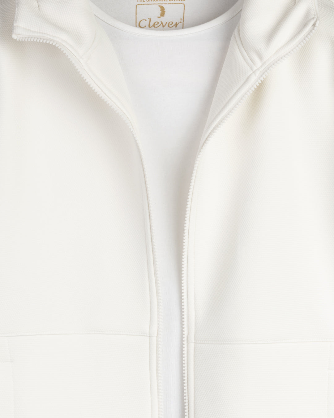 White Full-Zipper Plain Cotton Hoodie